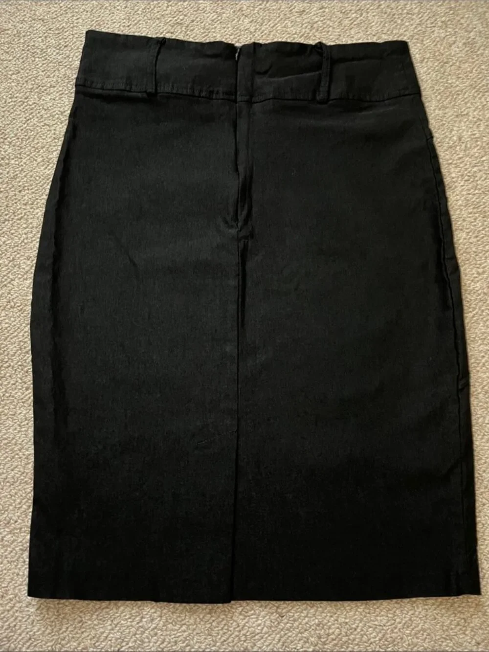 Classic Black Pencil Skirt with Panel Detail- L